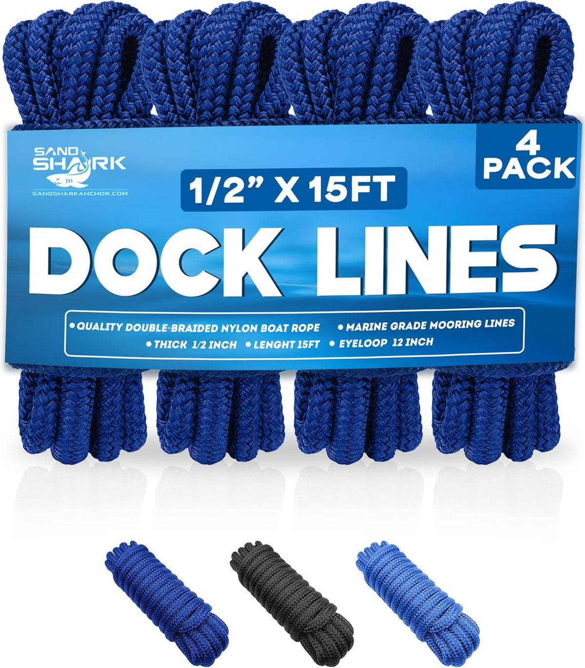 4-Pack Premium Dock Lines – (1/2"x15')